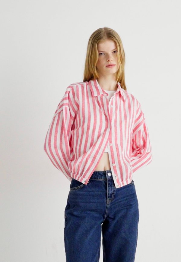 ELASTICATED SHIRT - Button-down blouse - lychee awning3