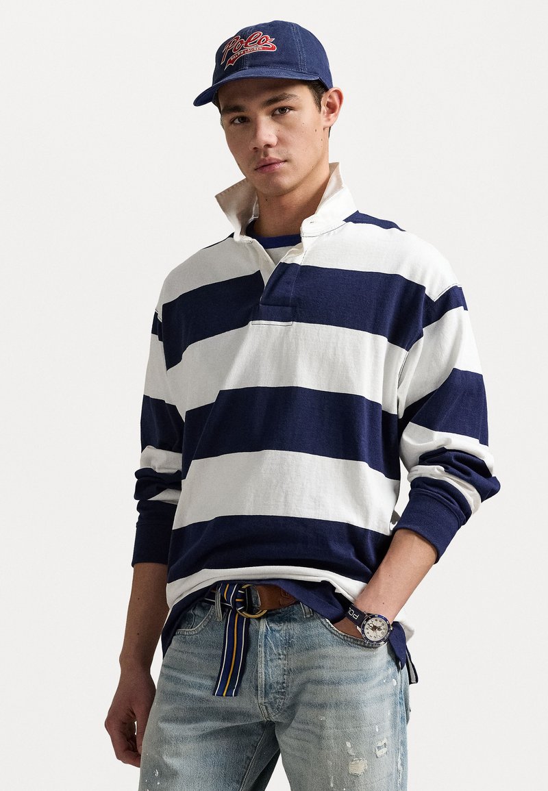 Polo Ralph Lauren - BIG FIT STRIPED JERSEY RUGBY SHIRT - Polo - white/newport navy, Agrandir