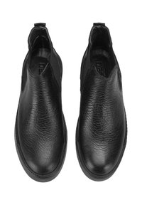 Baskets noires à enfiler en cuir texturé avec des côtés élastiques, dotées d'un bout rond et d'une semelle en caoutchouc.