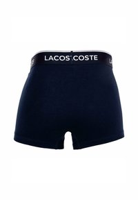 Gli slip in cotone navy presentano un morbido elastico in vita con il logo "LACOSTE". Texture liscia con una vestibilità aderente e orlo tradizionale.
