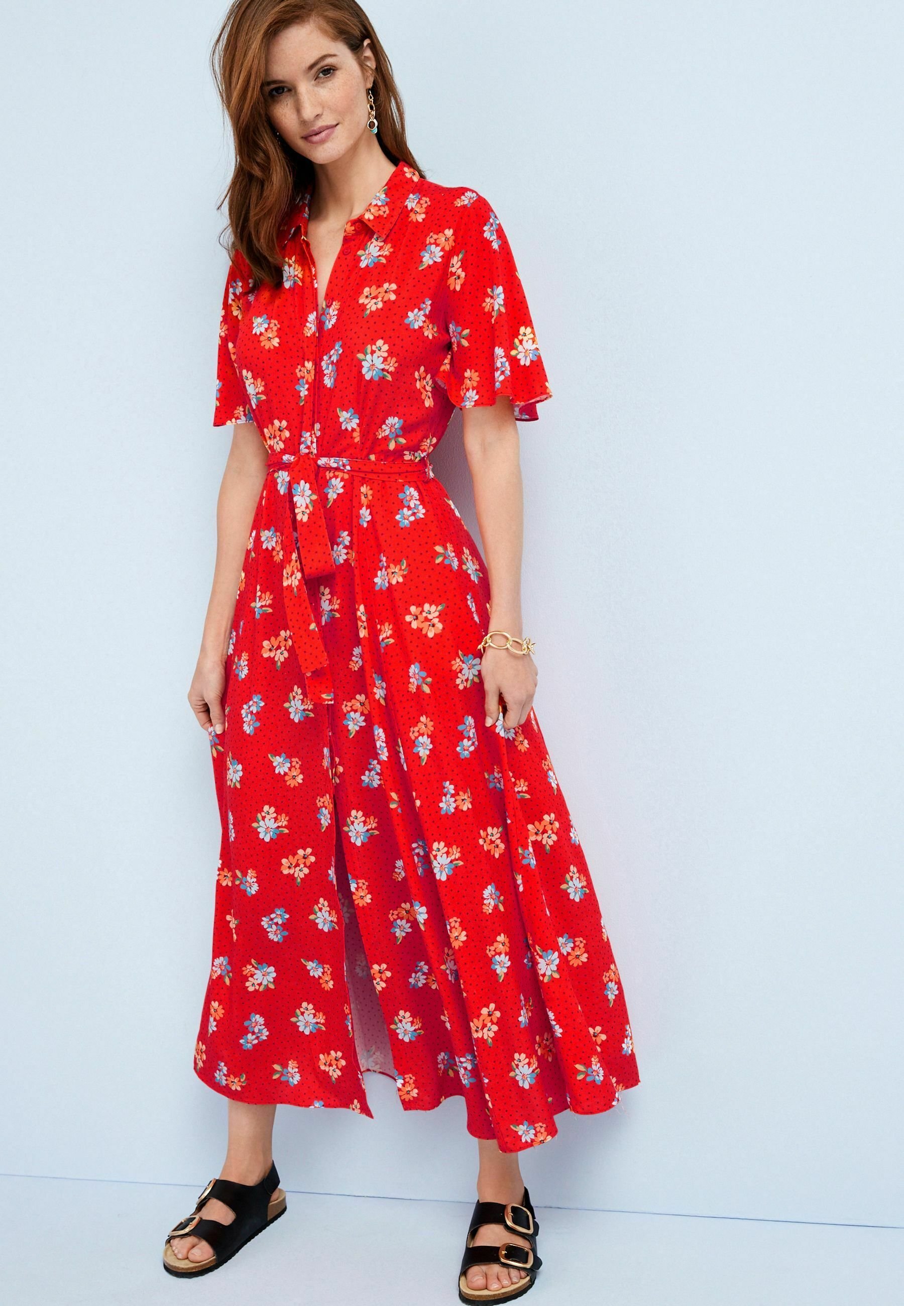Red maxi floral dress Clearance