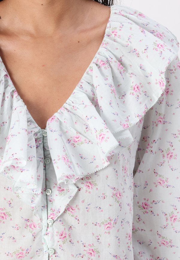 RUFFLE TRIM - Button-down blouse - mint3