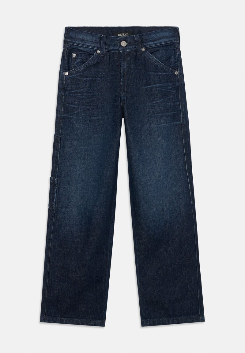 Tumed sinised teksad sirge jalaga kujundusega, viie taskuga, hõbedaste detailidega ja kangas on kergete pleekimise detailidega.