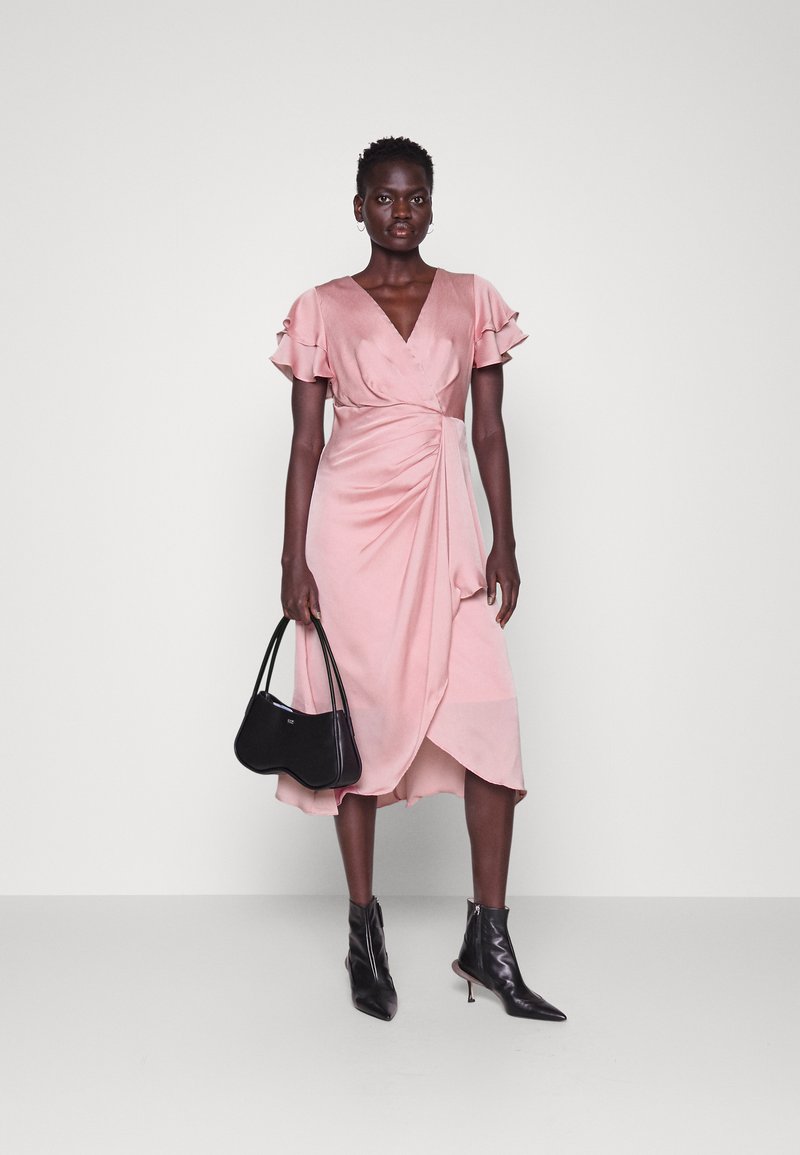 dkny ruffled midi dress