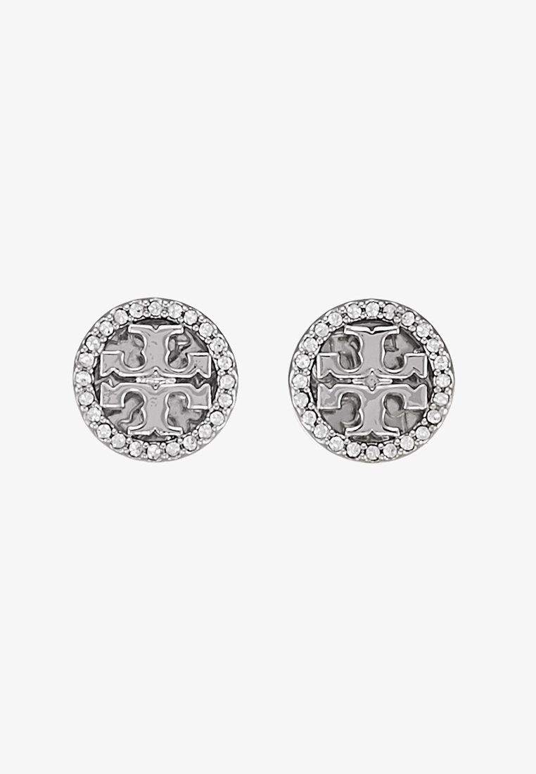 Tory Burch LOGO CIRCLE  EARRING - Øredobber - silver-coloured/crystal