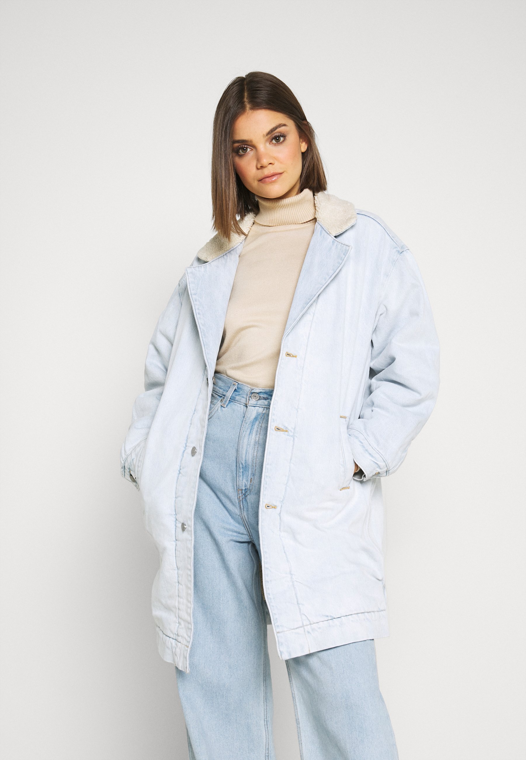 white denim sherpa jacket