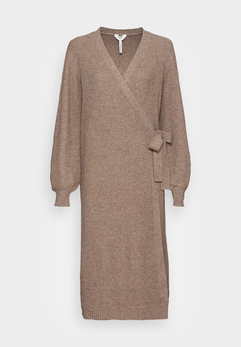 Object Tall OBJAMELIA WRAP DRESS Jumper dress fossil/brown Zalando.co.uk