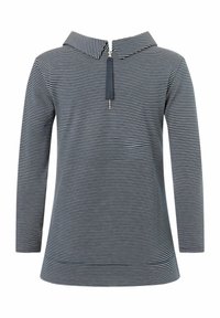 Navy- und weißgestreiftes Langarmshirt mit Kragen und Viertelreißverschluss am Hals. Weicher, glatter Stoff mit lockerer Passform.