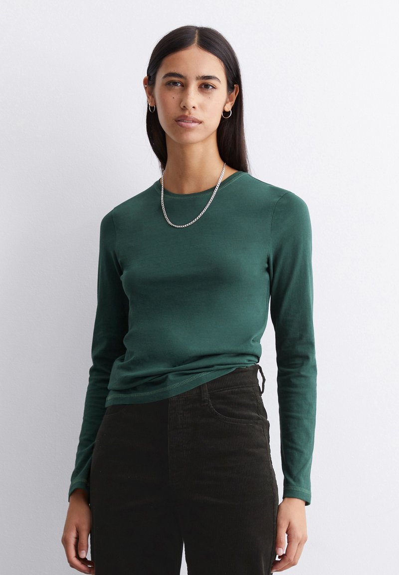Marc O'Polo DENIM ROUNDNECK FLATLOCK - Langarmshirt - evergreen