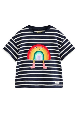 Next REGULAR FIT - SHORT SLEEVE - Nyomott mintás póló - navy stripe rainbow