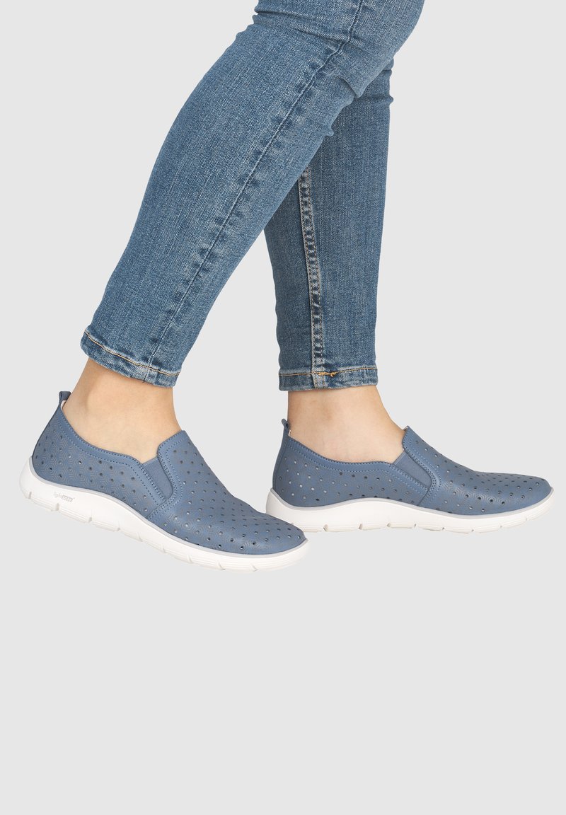 Chaussures Basses Femme Mocassins Bleus – Cuir Et Synthétique, Confort Quotidien, Idéales Pour Le Travail Et Les Balades Décontractées