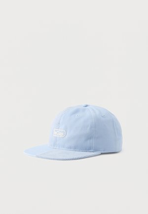Light blue baseball cap with a flat brim and "ReCap" embroidered on the front against a plain white background.