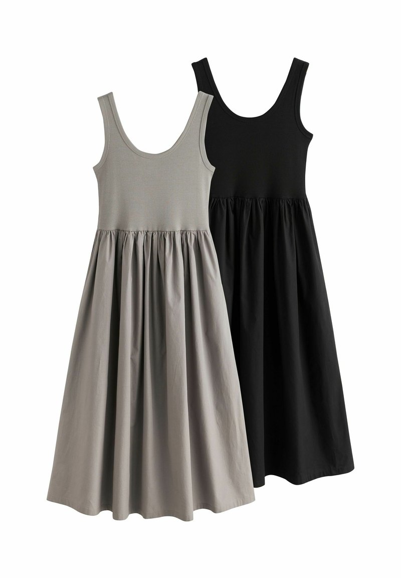 THE SET REGULAR FIT - 2 PACK MIX MIDI - Freizeitkleid - black taupe