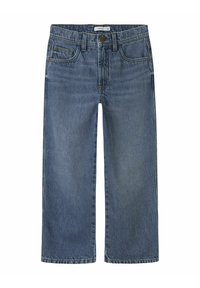 Lichtblauwe denim jeans met een recht gesneden pijpdesign, vijf zakken en een klassieke knoopsluiting, met zichtbare stiksels en een ontspannen pasvorm.
