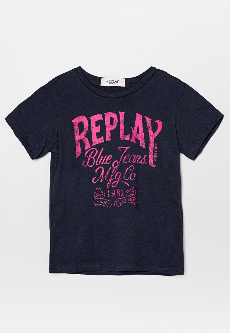 Replay T-shirt print donkerblauw