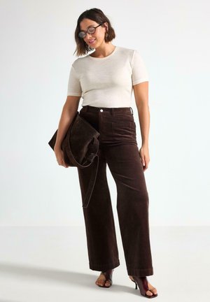 WIDE WITH HIGH WAIST - Bukser - dark brown