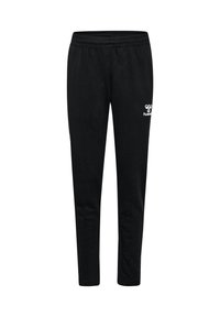 Schwarze Jogginghosen aus weichem Stoff, mit einem elastischen Bund und einem kleinen Logo am linken Oberschenkel. Schmal zulaufende Passform ohne Taschen.
