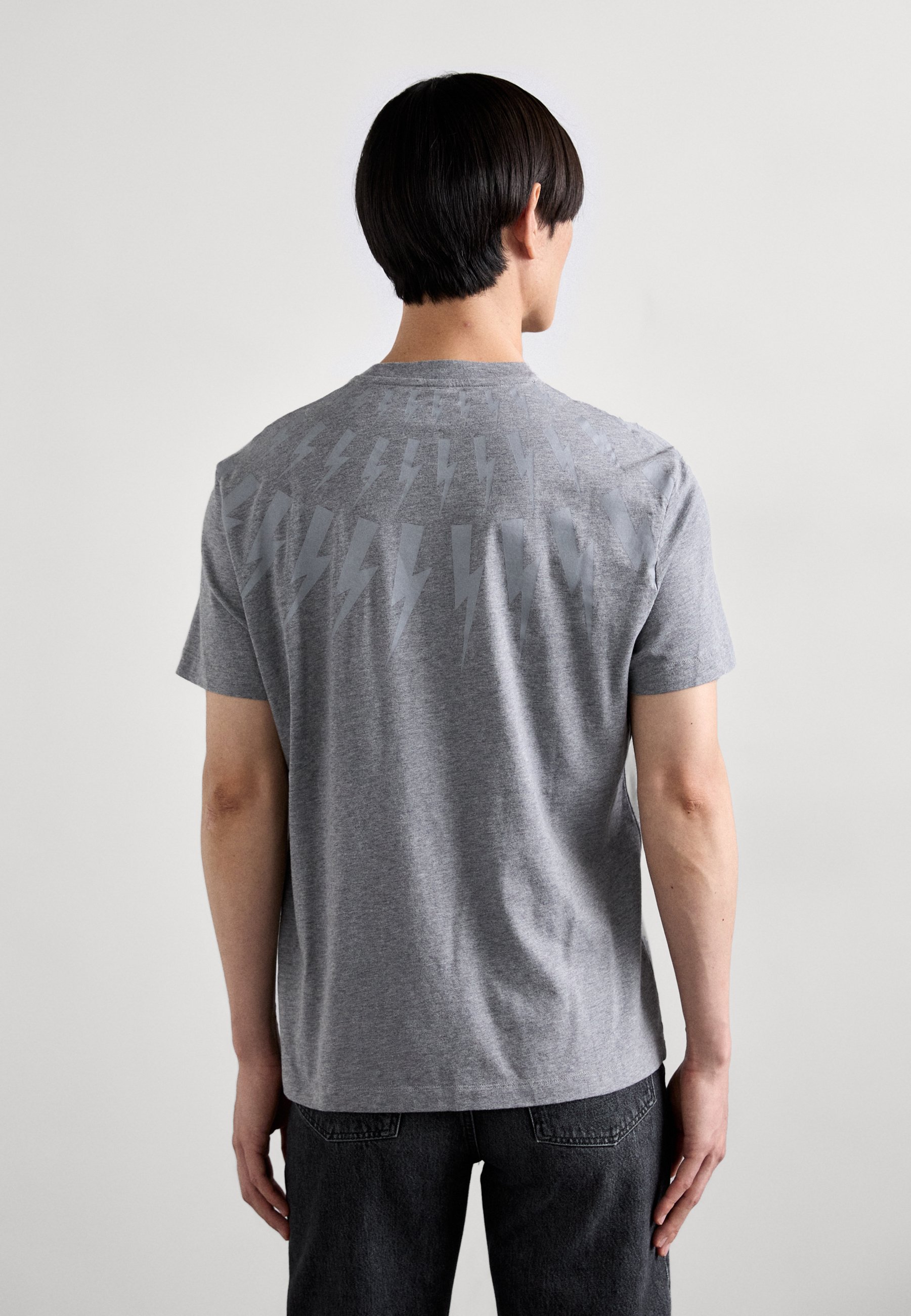 トップス 2000s Neil barrett grey tight shirt Neil Barrett FAIRISLE THUNDERBOLT - Print T-shirt - grey - Zalando