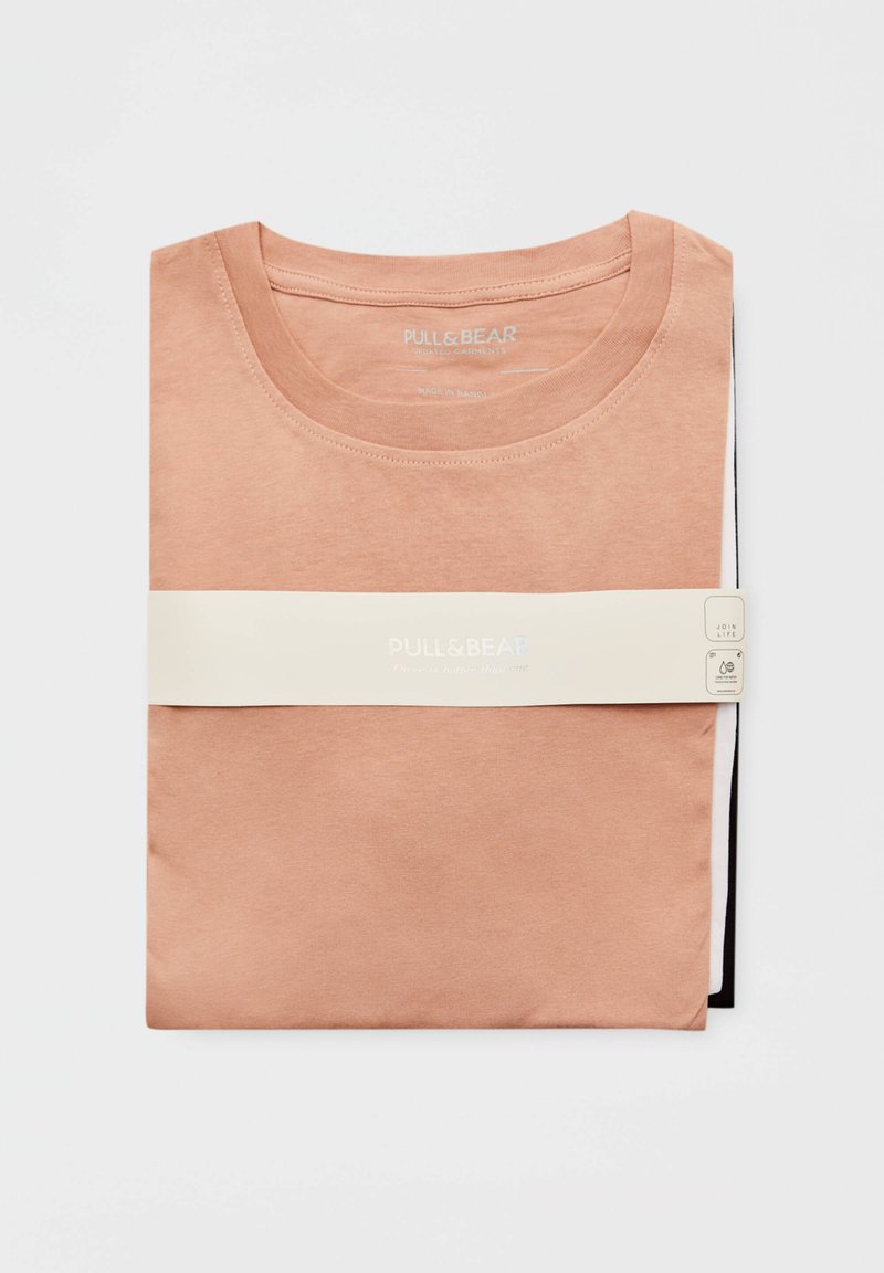 Herren T-Shirts basic | PULL&BEAR 3 PACK T-Shirt basic beige/black/white/rosa - IN80222 Herren T-Shirts basic | PULL&BEAR 3 PACK T-Shirt basic beige/black/white/rosa - IN80222