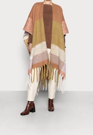 Cream Poncho - multi-coloured