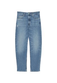 Ljust blå denimjeans med en avslappnad passform. Har femficksdesign, knapstängning och lätt slitage på framsidan.