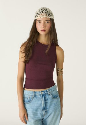 Stradivarius RACERBACK - Débardeur - dark red