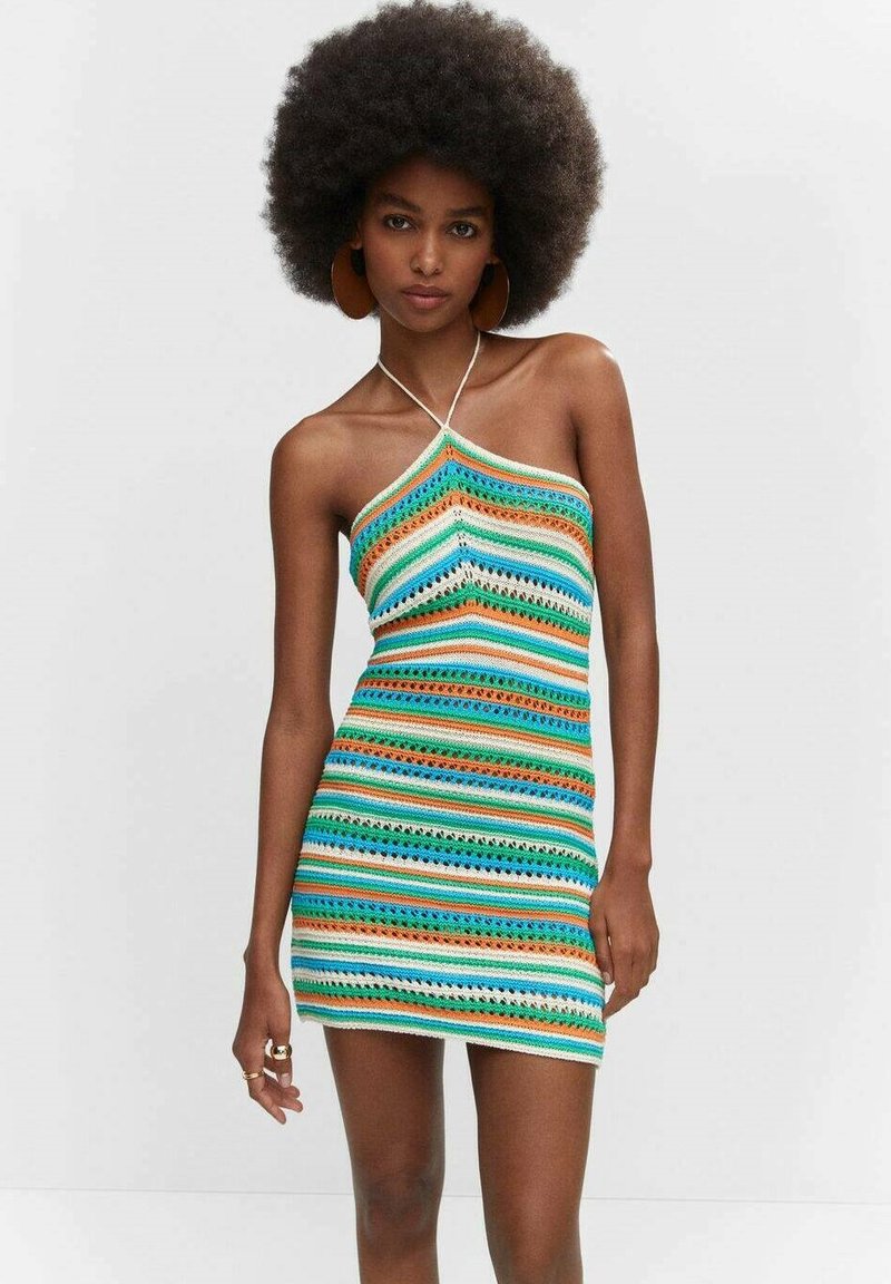 Mango BEAUVIOR Strickkleid pastelově zelená/mehrfarbig Zalando.de