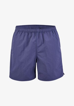Lila Schwimmshorts mit elastischem Bund, aus leichtem Stoff gefertigt, mit glatter Textur und lässiger Passform.