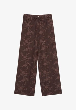 Stradivarius, EMBROIDERED STRAIGHT-LEG TROUSERS - Pantalon classique - brown