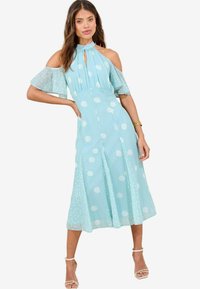 PETITE FIT - COLD SHOULDER HALTER NECK MIDI - Denné šaty - mint green polka dot