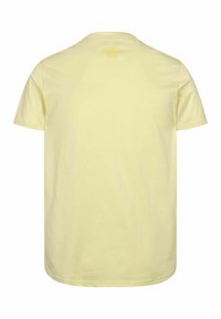 Jasnożółta koszulka z krótkim rękawem z okrągłym dekoltem. Posiada małe logo w jasnym nadruku na górnej części pleców. Wykonana z miękkiego materiału bawełnianego.