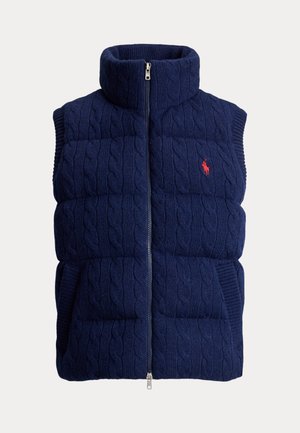 Polo Ralph Lauren, CABLE-KNIT WOOL-CASHMERE ZIP VEST - Vesta - spring navy heather
