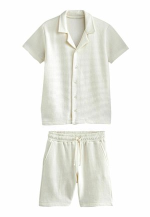 SHORT SLEEVE SET  - REGULAR FIT - Shorts - cream textured waffle