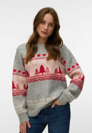 Vero Moda, KNITTED PULLOVER VMNEW KNITTED PULLOVER - Pullover - light grey melange