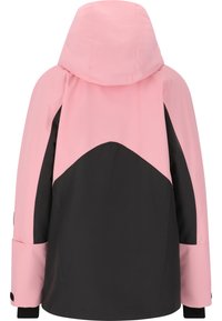 Kapuzenshirt mit einem pinken oberen Teil und einem schwarzen unteren Abschnitt, das ein schlankes, modernes Design und eine glatte Textur aufweist.