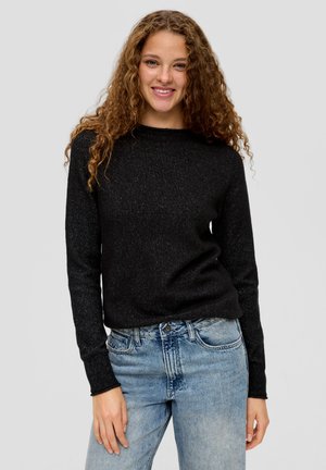 MIT ROLLSAUMBLENDE - Pullover - schwarz