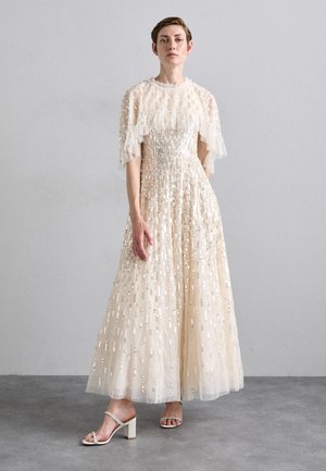 SEQUIN DASH CAPE ANKLE GOWN - Vestido de fiesta - cream