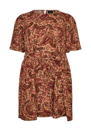 Zizzi, KLEID MIT PAISLEYMUSTER UND BINDEGÜRTEL - Päevakleit - braun