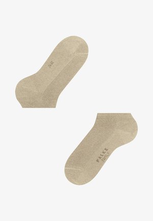 Beige katoenen blend enkel sokken met een gladde textuur, een versterkte teen en een subtiele logo-afdruk aan de zijkant.