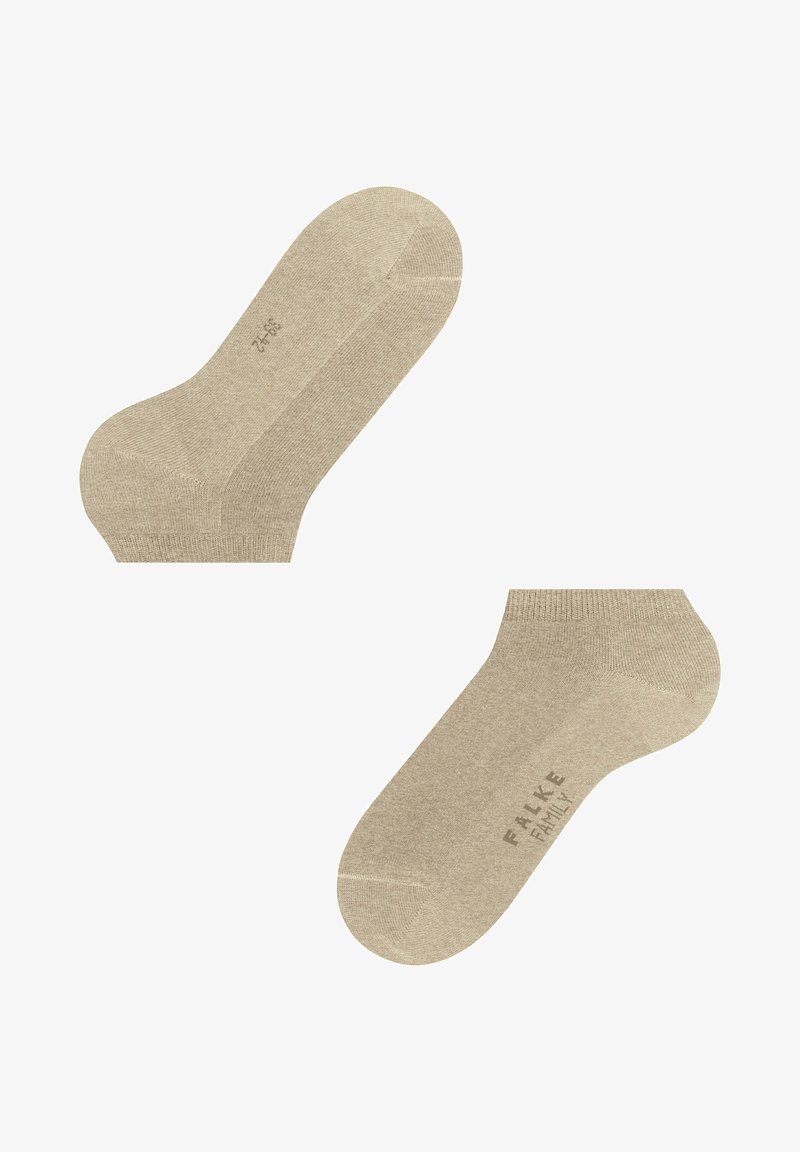 Beżowe skarpetki kostkowe z bawełny z dodatkiem, o gładkiej fakturze, wzmocnionym palcem i dyskretnym logo nadrukowanym z boku.