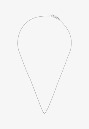 Collana a catena d'argento dal design semplice, con chiusura rotonda e finitura liscia e lucida. La catena forma una delicata forma a V.