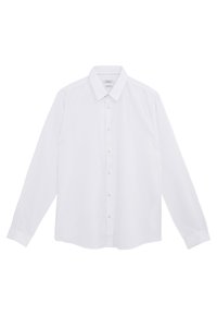 Witte langemouwen shirt gemaakt van katoenmix, met een puntkraag en knoopsluiting aan de voorkant. Glad textuur met een klassieke snit.