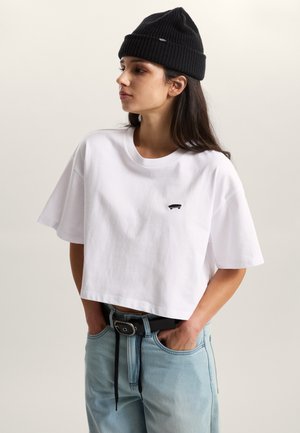SALTON RELAXED FIT CROP - Basic T-shirt - white