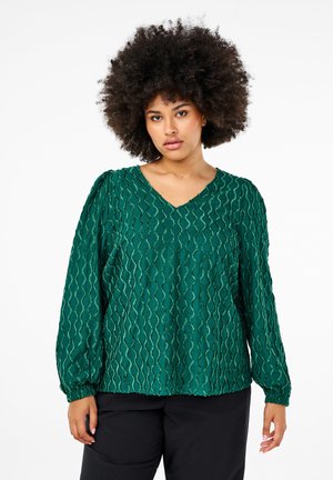 MIT MUSTER UND V-AUSSCHNITT - Blouse - rain forest