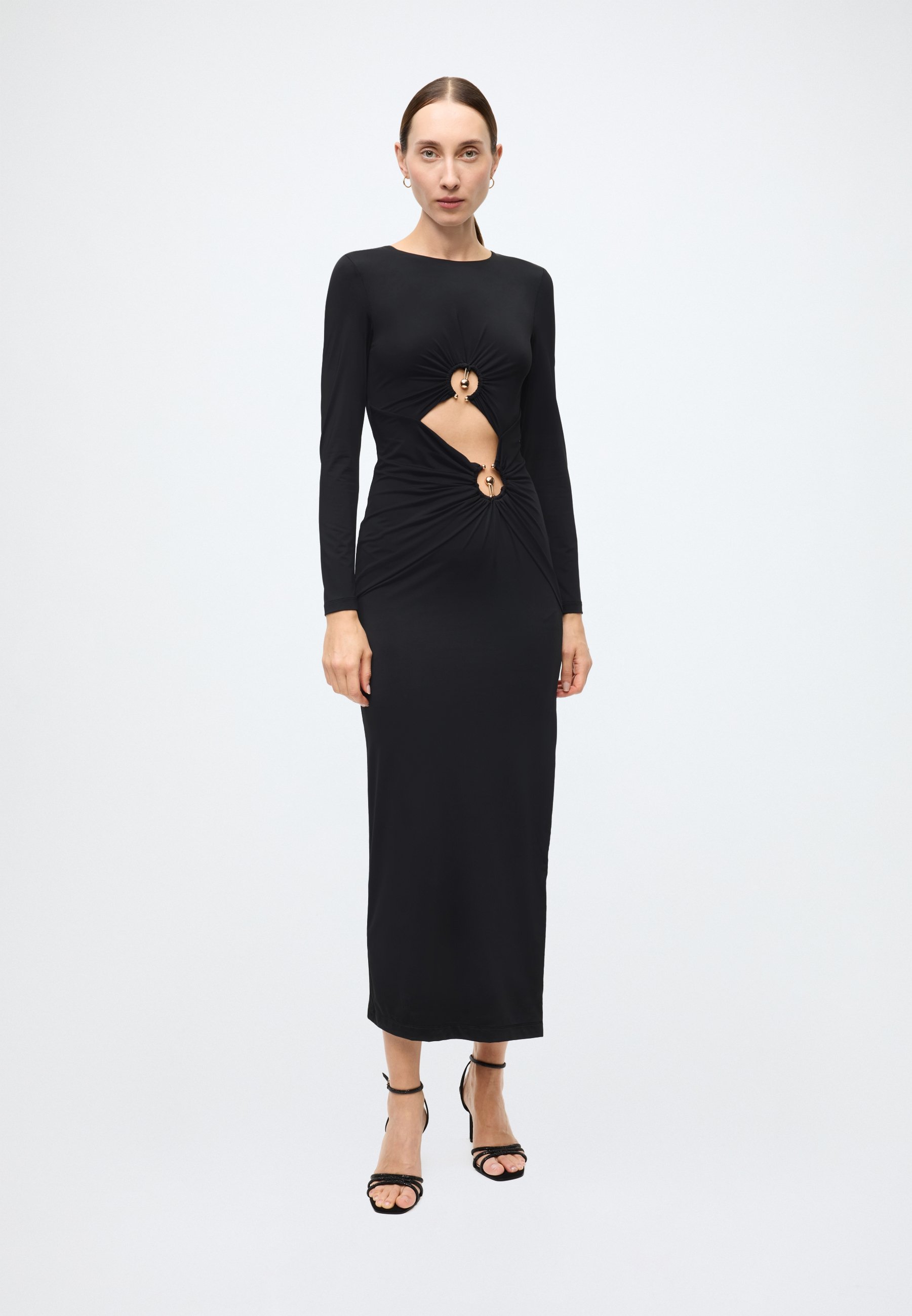 google evening dresses Nox Anabel E1043 Graceful Off-the-Shoulder Prom Gown Black / 2 main image 0