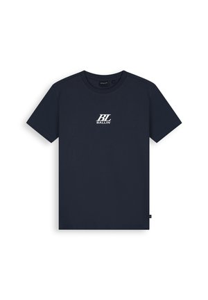 Marineblauw T-shirt met korte mouwen en ronde hals, met wit "BL BALLIN'" logo in het midden van de borst.