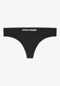 String noir en coton avec une bande douce arborant le texte "PEGADOR" en lettres blanches sur le devant.