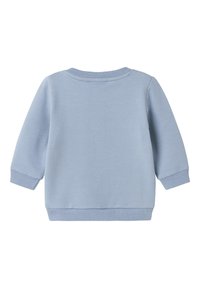 Felpa in cotone azzurro chiaro con maniche lunghe, polsini e colletto a coste. Tessuto morbido, design semplice e senza motivi visibili.