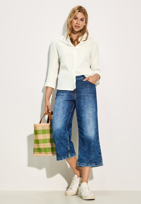 GESTREIFTE STRUKTUR - Hemdbluse - weiß