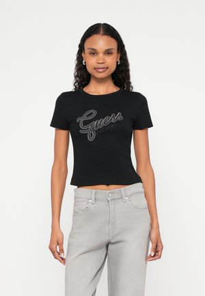 STUDS SCRIPT TEE - Tričko s potlačou - jet black